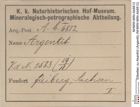 Etiketten zu Akanthit (Argentit) (NHMW-MIN-Ab6812)